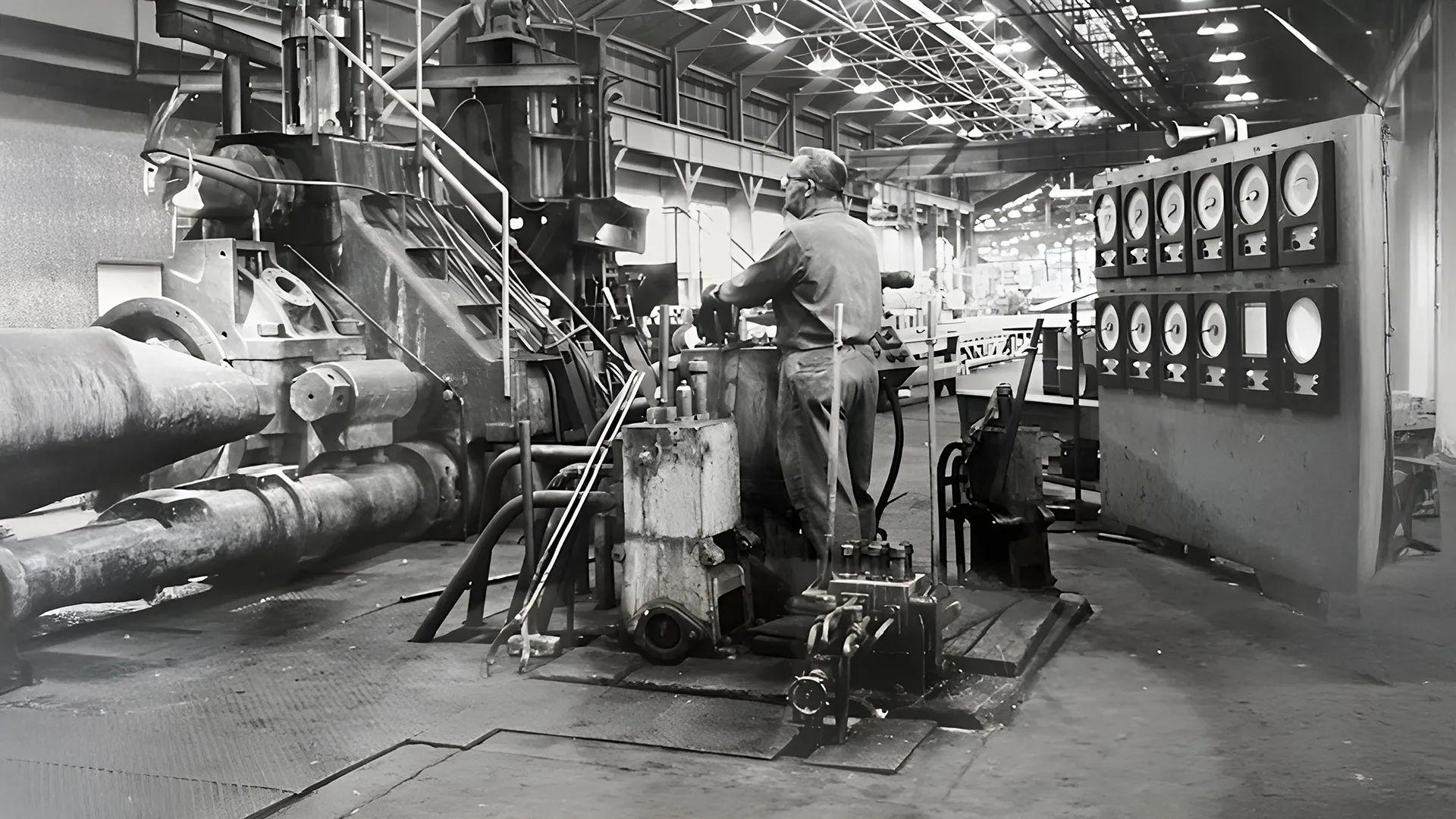 Man Operating Machinery in Brass Plant_HD